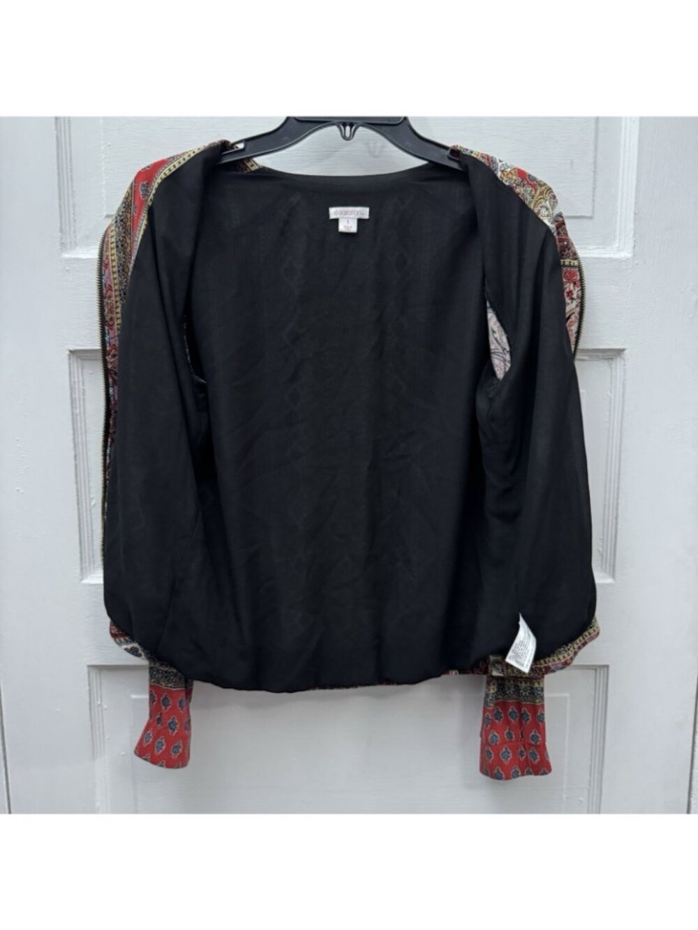 Xhilaration Paisley Print Bomber Jacket Women’s Small Boho Zip Front - Picture 4 of 7